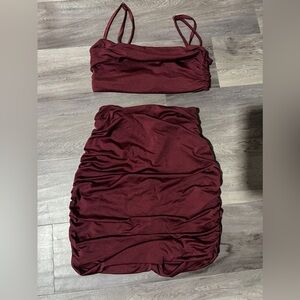 Two pieces skirt and crop top Burgundy